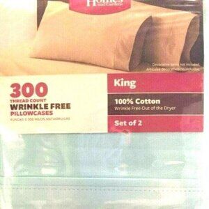 BHG 2 King Pillowcases Aqua Reef #300TC 300 Thread Count In One Zippered Bag New